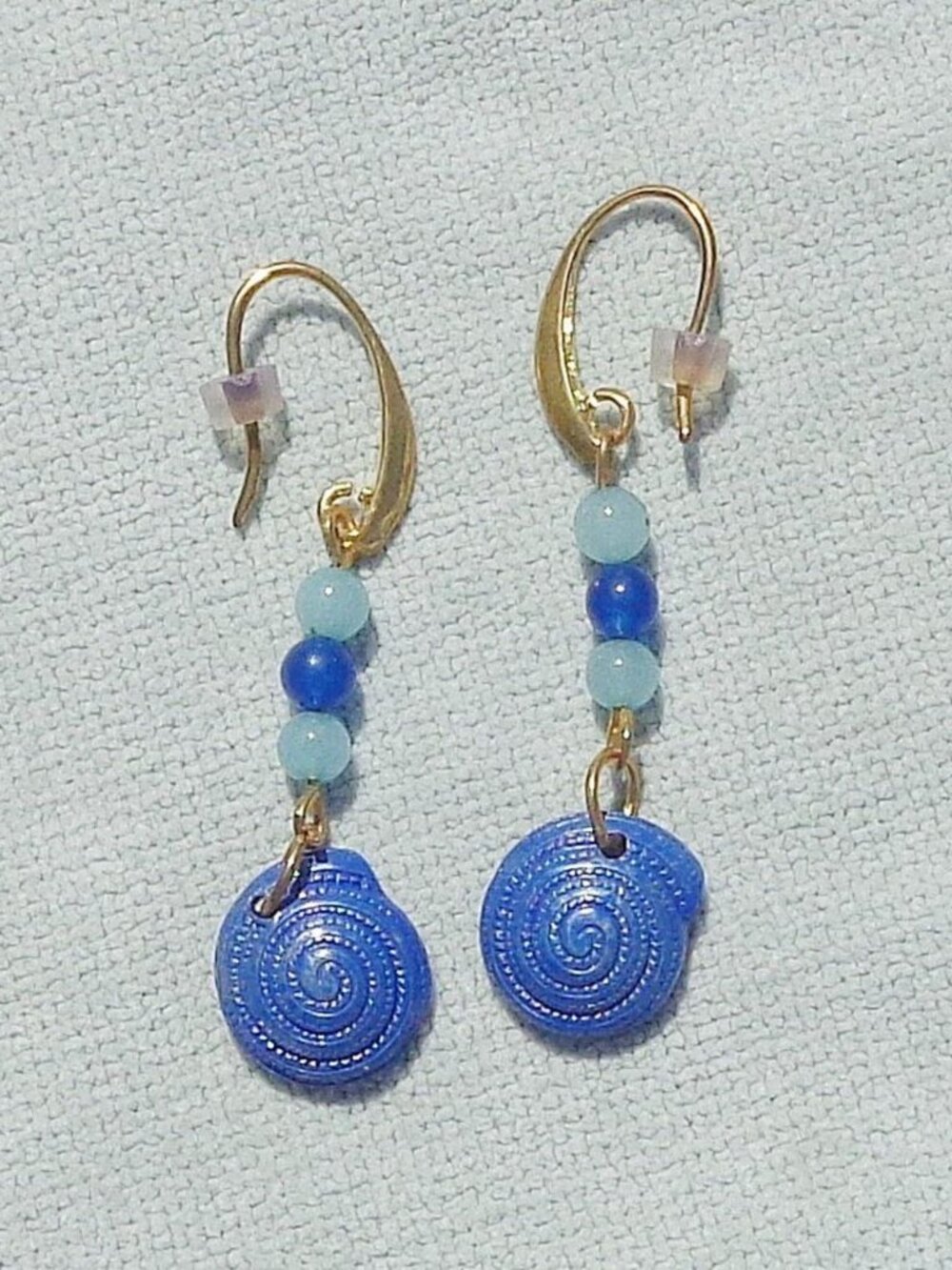 Gold Plated Summer Sea Shell Beaded Dangle Earrings